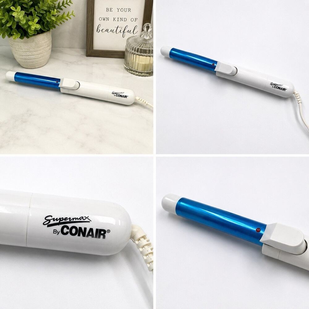 Conair Supermax Curling Iron Blue Barrel Hair Curler Tested Working